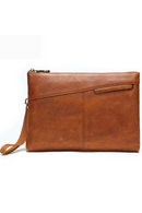 Genuine Leather Men Clutch Wallet Male Vintage Style Handbag Zipper Leather