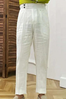 Linen Straight Leg Pant Naples High Waist Suits Retro Men Dress Pant Trouser
