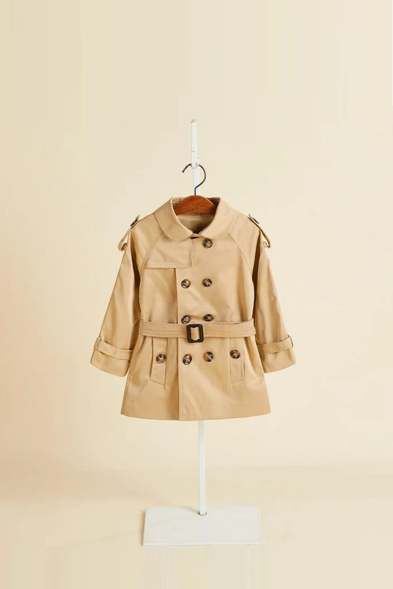 Trench Cotton Infant Toddler Child Windbreak Jacket Child Dust Coat Waist Belt Baby Outwear