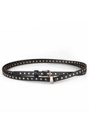 Black Punk Rock Waist Belt Women Narrow Metal Rivet Thin Ladies Pin Buckle Leather Belt