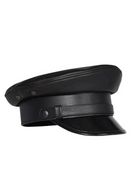Leather Marine Captain Hat for Men Retro British German Short Brim Flat Top Military Caps Navy