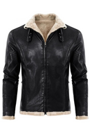 Men Jacket Faux Fur Coats Leather Vintage Men Motorcycle Biker Jacket