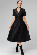 AutumnTweed Dress Women Turn-down Collar Double Breasted Dresses