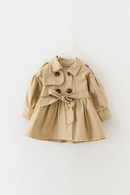 Baby Girls Jacket Waist Belt Infant Toddler Kids Trench Coat Fall Warm Dust Coat