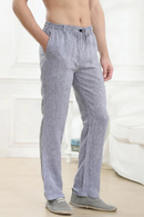 Linen Casual Pants For Men Sold Color Comfortable And Breathable Loose Bulky Summer Thin Elastic Waist Linen Trousers Male