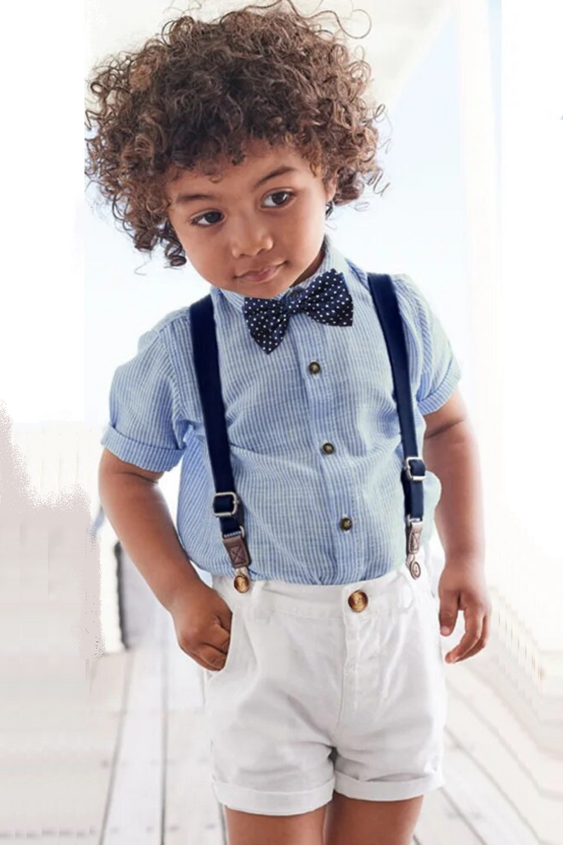 Boys Suits Outfit Sets Summer Striped Short Sleeve Dress Shirt Kids Formal Designer Clothes