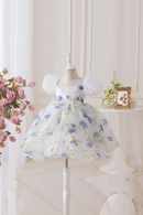 Girls Summer Chiffon Dress Floral Children Kids Birthday Casual Gown One-piece 2-10 Years