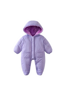 Newborn Girl Jumpsuit Solid Color Hooded Coat with Baby Jumpsuit Cute Winter