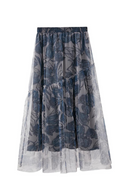 Summer Skirts for Women French Modern Retro Rose Mesh Female