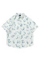 Men Shirts Mermaid White Short Sleeve Shirts