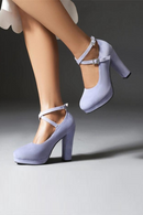 Women High Heels Shoe Black Gold Heels Pumps Ankle Strap Office Party Wedding Shoes Female