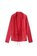 Spring Summer Women  niche bow texture shirt