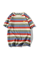 Summer Men's Hip Hop T Shirt Short Sleeves Streetwear Tops Tees Striped Oversized for Man Tshirt