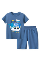 Summer Boys Sets Casual Steamer Short Sleeve Cotton Tops Sport Shorts Beach Kid Outfit