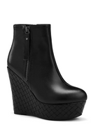 Leather Boots Women Wedges Boots Autumn Platform High Heels Ankle Boots Ladies Shoes