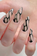 Press-On Nails - Bubble Texture Long Almond Glam Style False Nails Detachable Finished Nail Tips