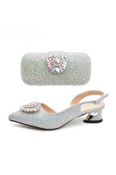Shoe and Bag Luxury Full Italian Shoes and Bags Matching Set Decorated with Rhinestone