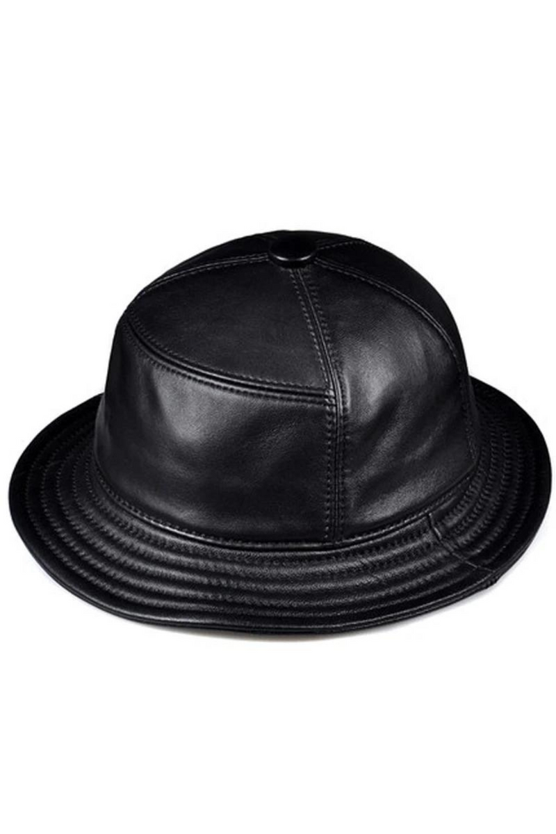 Genuine Leather Bucket Hats Casual Caps Fitted