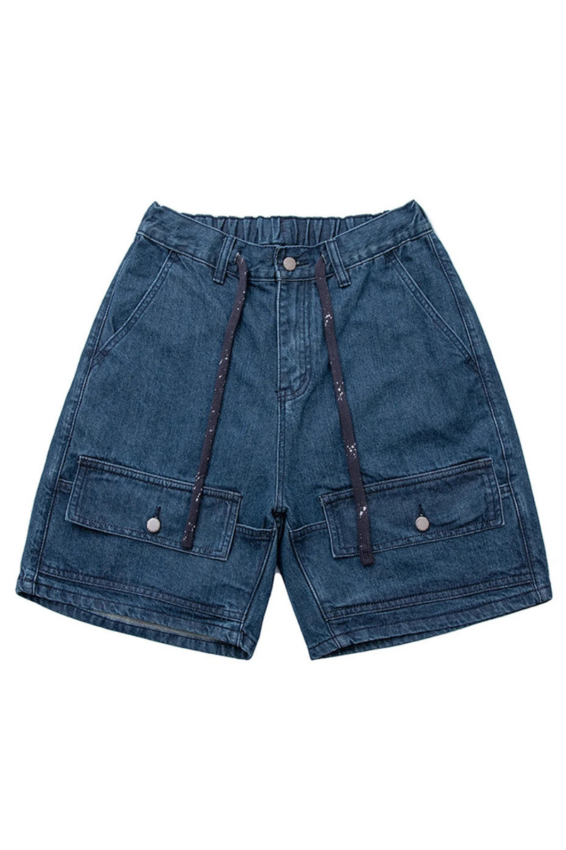 Men Denim Shorts Summer Casual Blue Jeans Short Patchwork Loose Shorts