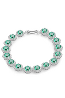 Sterling Silver Emerald Gemstone Diamonds Strand Bracelet for Women Romantic Tennis Chain Charm Bracelets