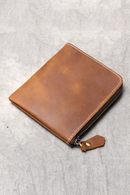 Men's Wallet Vintage Genuine Leather Short Wallets Coin Pocket Zipper Small Money Purses Mini Slim Purse Bags