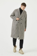 Striped Woolen Overcoat  Men's Loose Double Breasted Warm Trench Coat