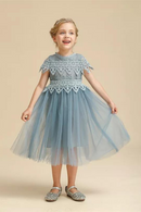 Summer Vintage Lace Tulle Dress Flower Elegant Kids Princess Dresses for Wedding Birthday Party Costume Girl Clothes