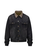 Autumn Double Layered Heavy Washed Denim Jacket Men's Baggy Casual Jeans Coat