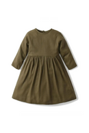 Girls Princess Dresses Children Wear Plain Pleated Baby Girl Clothes Linen Button