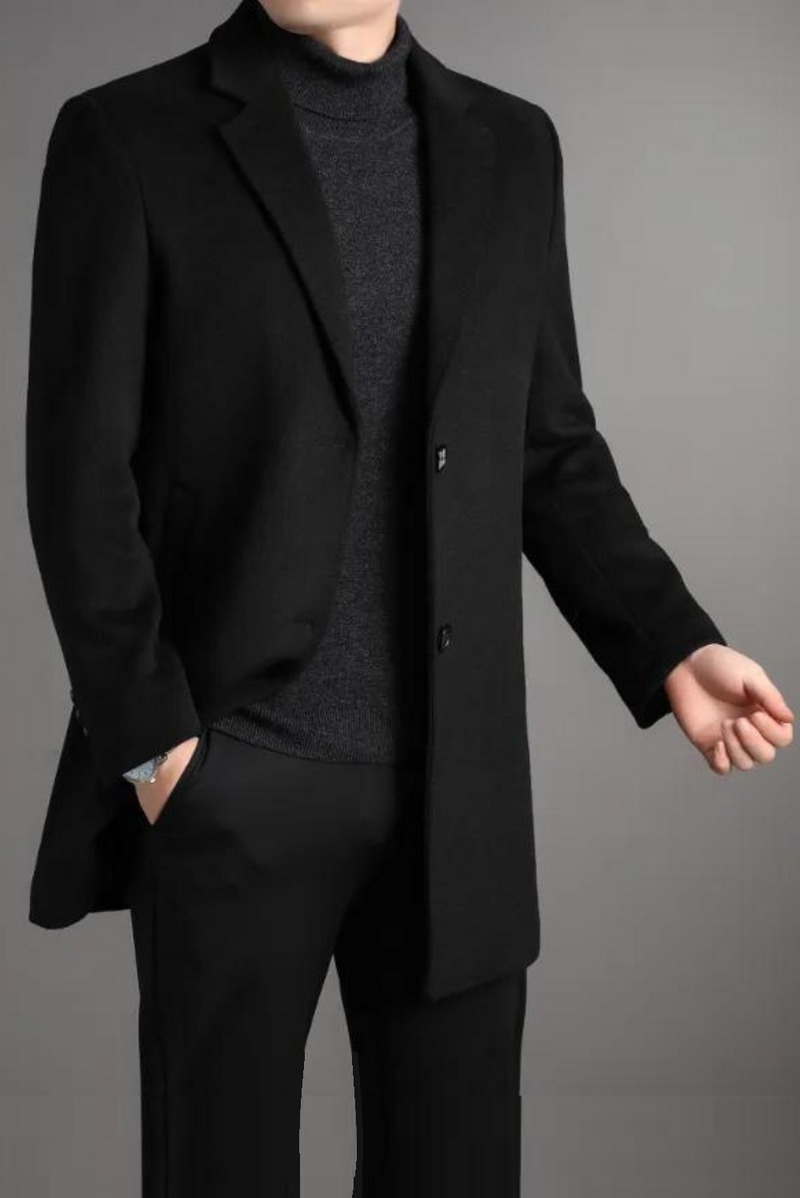 Men's Wool & Blends Jackets Men Slim Fit Straightforward Anti Wrinkle Business Casual Single Breasted Coat