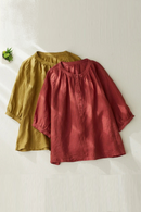 Summer Solid  Linen Brief Blouse Shirt Button Elegant Ladies Women Casual Loose Tops