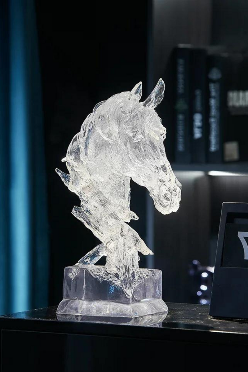 Luxury Home Decor Transparent Resin Horse Statues Modern Nordic Art Indoor Desktop Decoration Accessories Crafts