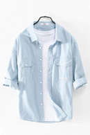 Italy solid shirts men casual embroidery shirt