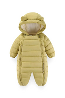 Baby Boys Girls Winter Snowsuit Hooded Double Zipper Romper Thicken Warm Jumpsuit Coat
