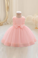 Toddler Girl Bow Princess Dress for Baby Tulle Summer Sleeveless Party Dresses Birthday Kids Clothing