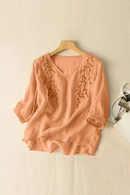 Retro Women Top Wide Summer Ethnic Cotton Small Shirt Comfortable Casual