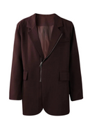 Women Zipper Elegant Blazer Lapel Long Sleeve Jacket Tide Spring Autumn