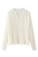 Chic Casual Loose Pleated  Women Vintage Long Sleeve Blouses Spring Office Ladies Tops