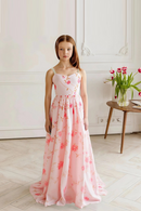 Elegant Flower Beach Party Girls Dress Summer Bridesmaid Wedding Princess Prom Dresses Graduation Birthday Evening Kids Clothing