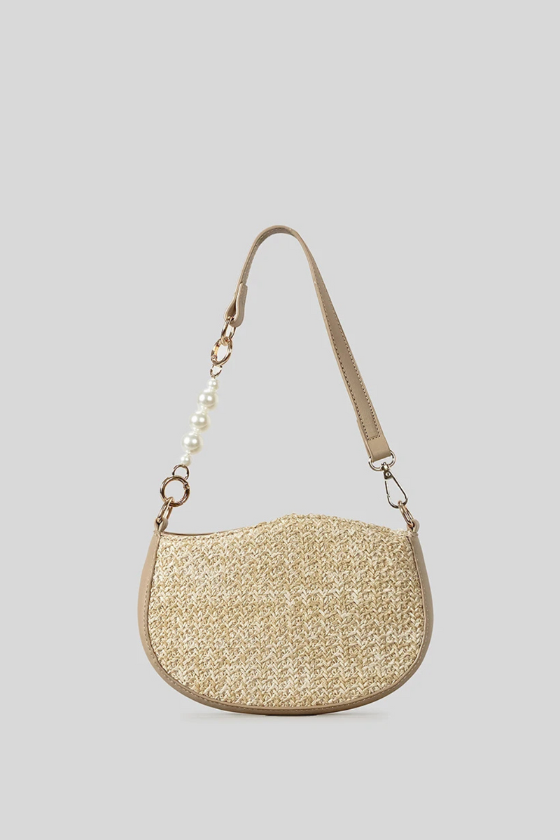 Pearls Chains Women Shoulder Bags Irregular Crossbody Bag Casual Summer Beach Bag Small Bali Purses