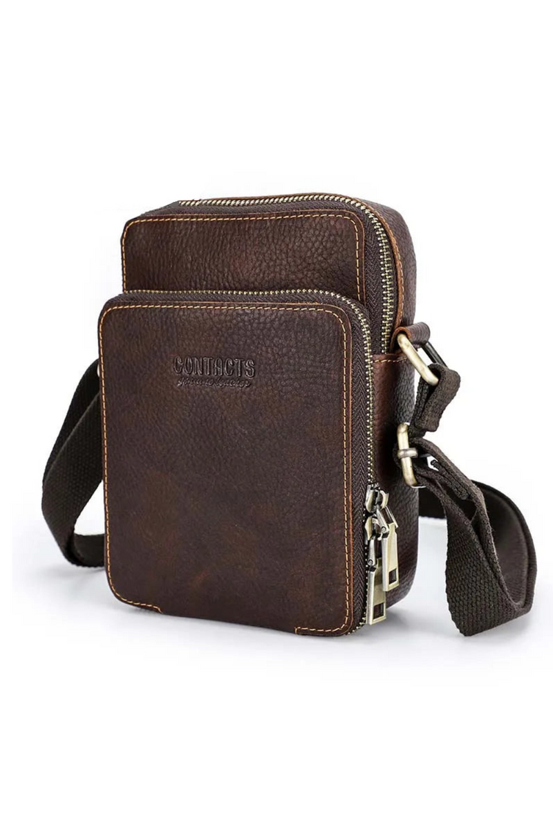 Genuine Leather Men Mini Crossbody Messenger Traveling Casual Small Shoulder Bag Male Handbag
