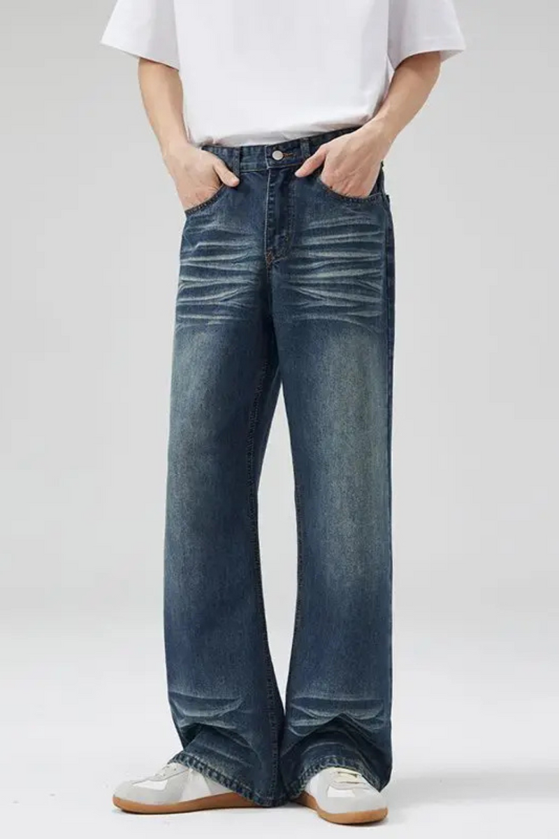 Flared Jeans Men Boot Cut Denim Pants Slim Spring Summer Jeans Full Length Bell Bottom Trousers