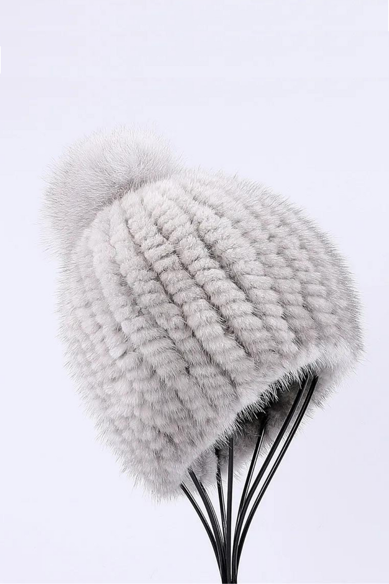 Fur hat women winter knitted beanie Girls cap with fox female cap Elastic