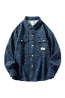 Autumn and winter washed denim shirts for couples long sleeved loose casual shirt jacket for men
