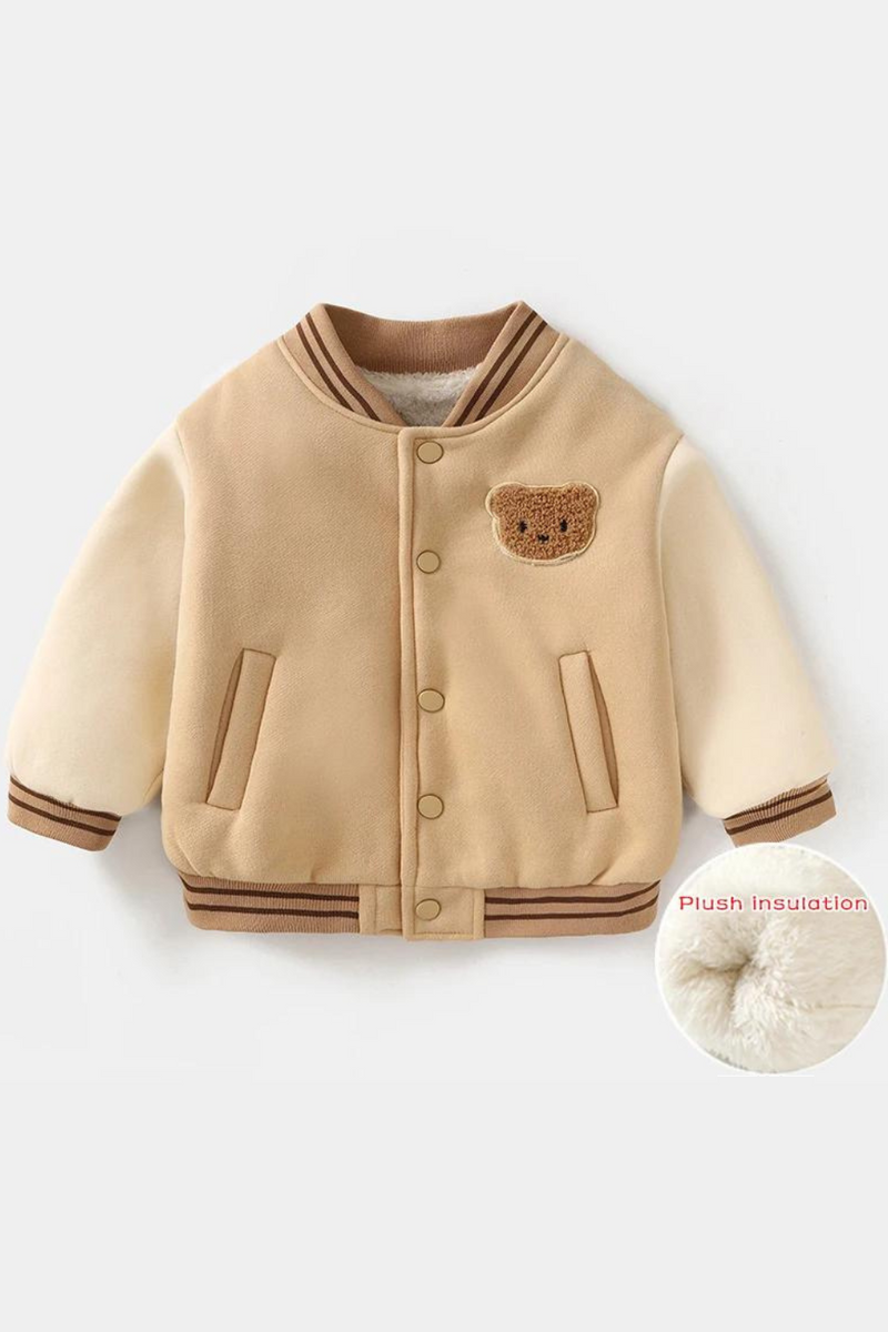 Baby Plush Jacket Autumn Winter Thick Soft Plush Warm Baseball Uniform Kids Cotton Warmer Coat Clothes