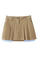 Summer Women's Pleated Skirt Contrast Patchwork Casual Mini Skirts Female