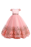 Girls Dress Embroidered Lace Long Princess Dress Carnival High end Wedding Dress Ball Evening Dress 4-12 Years Old