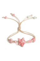 Handmade Pink Starfish Ceramic Bracelet Boho Adjustable Beach Jewelry gifts