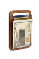 Magnetic RFID Front Pocket Wallet Thin Credit Card Holder Genuine Leather Retro Slim Wallets Good Present Gift