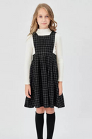 kids girls plaid winter jumper dress children teen girl Wool like fabric vest jumper dresses clothing